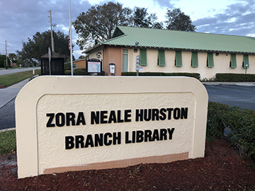 Zora Neale Hurston Library entrance sign