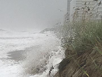 Waves from Hurricane Dorian crashing on Dollman Beach 2019