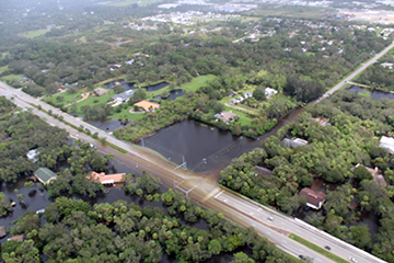 Aerial view of flooded 25th street