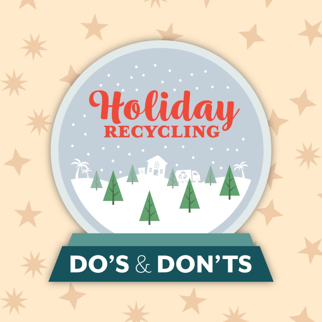 Holiday Recycling Do’s and Don’ts text inside a snowglobe