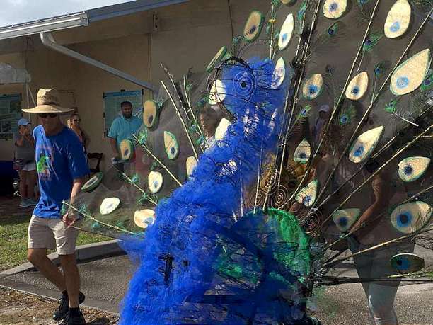 Eco-art Peacock made of old bed springs