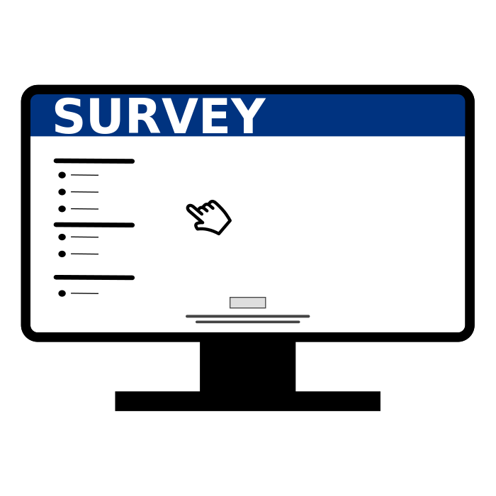 graphic of computer screen display an online survey