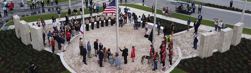 drone shot of Copas Veterans Hospital ribbon cutting