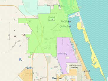 Map Showing St. Lucie County Solid Waste and Recyling Pickup Zones