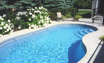 Clean swimming pool and deck