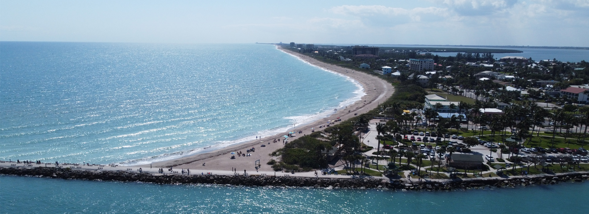 aerial view of the fort pierce inlet-jetty lookin south