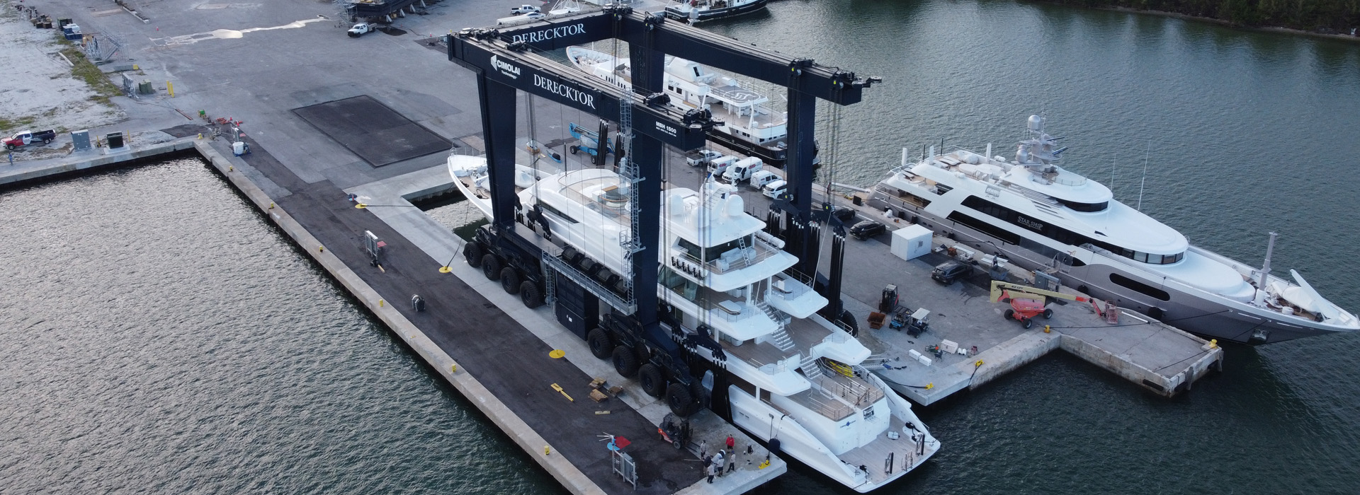 two mega yachts docked at the port of fort pierce